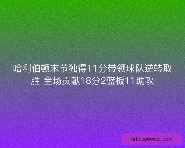 哈利伯顿末节独得11分带领球队逆转取胜 全场贡献18分2篮板11助攻